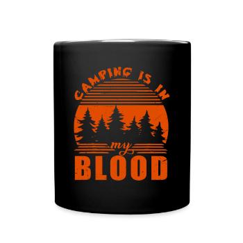 Camping Camper Outdoor Sommer Design - Tasse einfarbig - Schwarz - Vorne