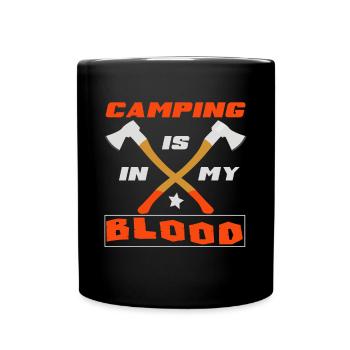 Camping Camper Outdoor Sommer Design - Tasse einfarbig - Schwarz - Vorne