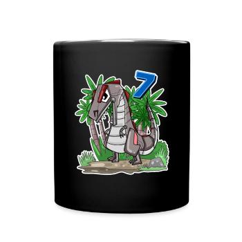 7 ans - 7ème anniversaire avec motif animal - Dino - Mug uni - noir - Devant