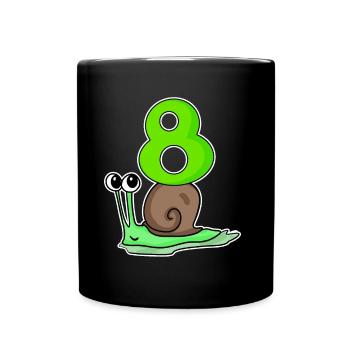 8 Jahre alt - 8. Geburtstag mit Tier Motiv - Tasse einfarbig - Schwarz - Vorne