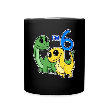 6 ans - 6ème anniversaire avec motif animal - Dino - Mug uni - noir - Devant