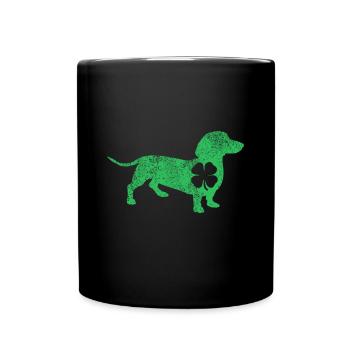 Dackelhund Shamrock St. Patrick's Day Saint Pad - Tasse einfarbig - Schwarz - Vorne