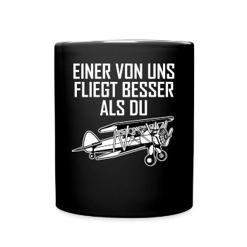 Doppeldecker Flugzeug Pilot Cooler Spruch Geschenk - Tasse einfarbig - Schwarz - Vorne