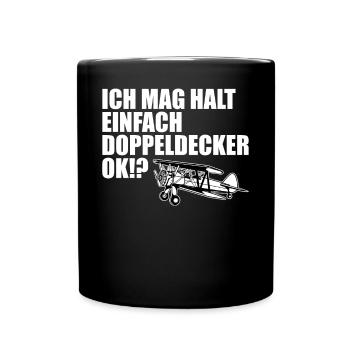 Doppeldecker Flugzeug Pilot Cooler Spruch Geschenk - Tasse einfarbig - Schwarz - Vorne
