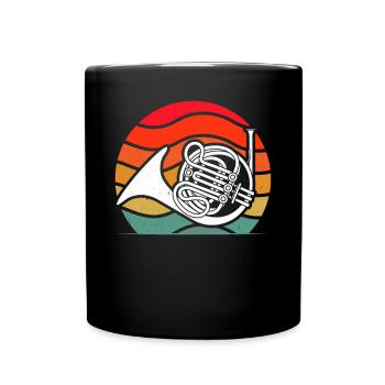 Waldhorn Waldhornspieler Waldhornist - Tasse einfarbig - Schwarz - Vorne