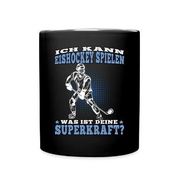 Eishockey spielen Superkraft Hockey junge - Tasse einfarbig - Schwarz - Vorne