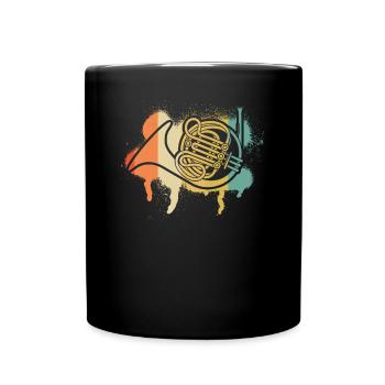 Waldhorn Waldhornspieler Waldhornist - Tasse einfarbig - Schwarz - Vorne