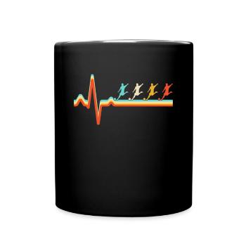 Fußball Retro Herzschlag - Tasse einfarbig - Schwarz - Vorne