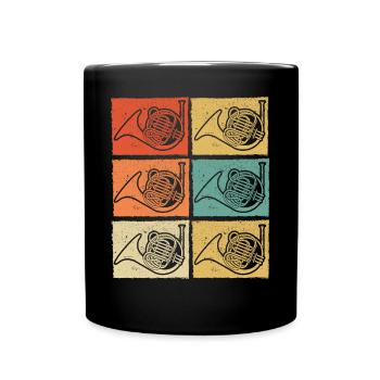 Waldhorn Waldhornspieler Waldhornist - Tasse einfarbig - Schwarz - Vorne