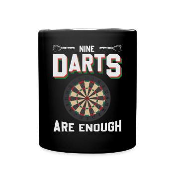 Dart & Bier Lustiger Darts Spruch - Tasse einfarbig - Schwarz - Vorne