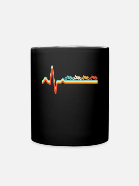 Motorrad Retro Herzschlag - Tasse einfarbig - Schwarz