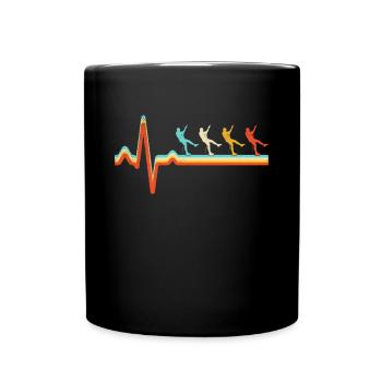 Klettern Retro Herzschlag - Tasse einfarbig - Schwarz - Vorne