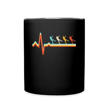 Klettern Retro Herzschlag - Tasse einfarbig - Schwarz - Vorne