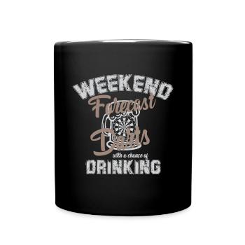 Dart & Bier Lustiger Darts Spruch - Tasse einfarbig - Schwarz - Vorne