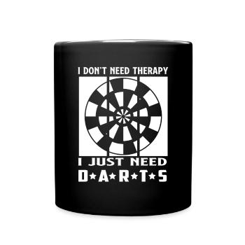 Dart & Bier Lustiger Darts Spruch - Tasse einfarbig - Schwarz - Vorne