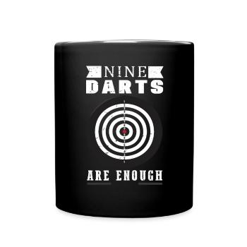 Dart & Bier Lustiger Darts Spruch - Tasse einfarbig - Schwarz - Vorne