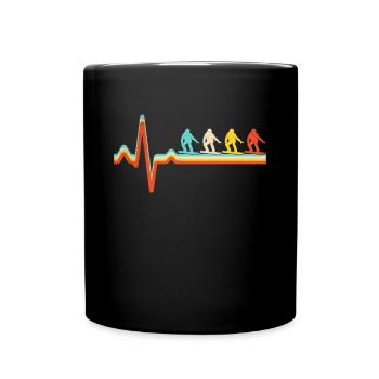 Snowboarding Retro Heartbeat - Full Colour Mug - black - Front