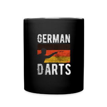 German Darts Hobby Dart Player Vintage Flag - Tasse einfarbig - Schwarz - Vorne