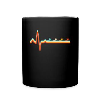 Schwimmen Retro Herzschlag - Tasse einfarbig - Schwarz - Vorne
