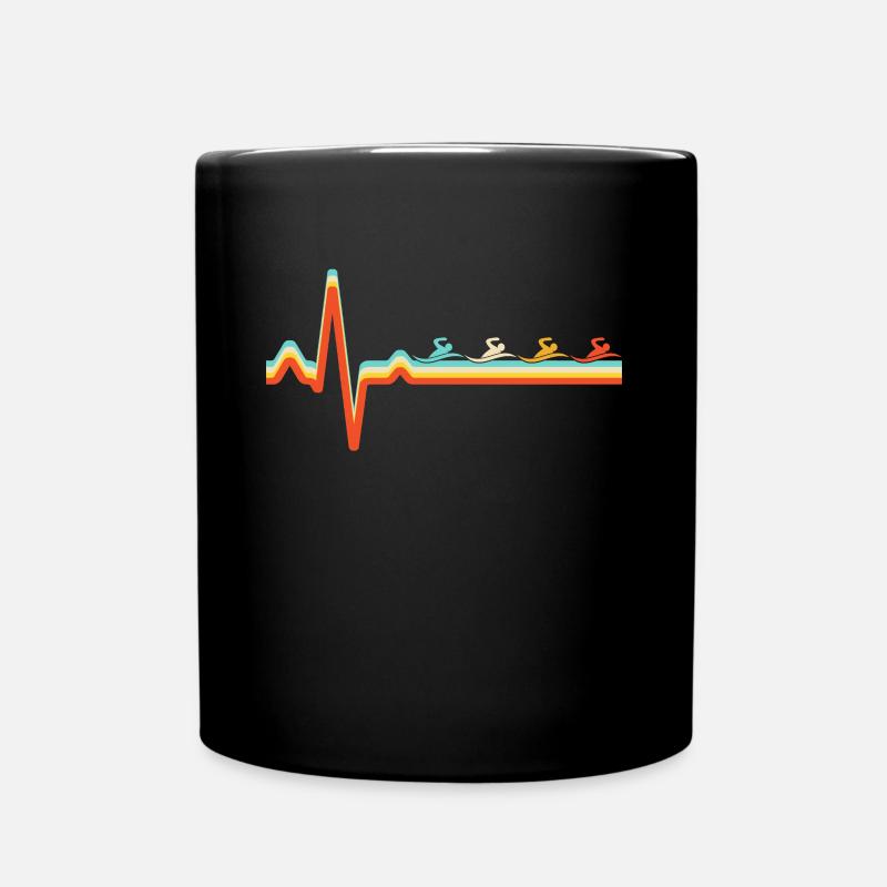 Schwimmen Retro Herzschlag - Tasse einfarbig - Schwarz