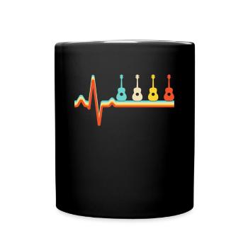 Guitar Retro Heartbeat - Full Colour Mug - black - Front
