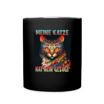 Katzenliebhaber Design Katzenmama Meine Katze hat - Tasse einfarbig - Schwarz - Vorne