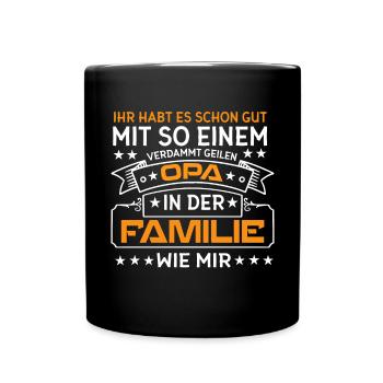 Geilster Opa Der Welt Spruch Lustiger Großvater - Tasse einfarbig - Schwarz - Vorne
