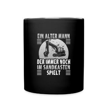Kranführer Design für Baggerfahrer und Bauarbeiter - Tasse einfarbig - Schwarz - Vorne