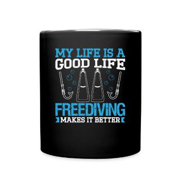 Plongée en apnée Ma vie est une belle vie Plongée en apnée - Mug uni - noir - Devant