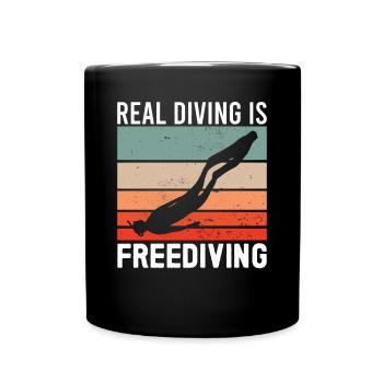 Freediver Real Diving Freediving Apnea Diving Dive - Tasse einfarbig - Schwarz - Vorne