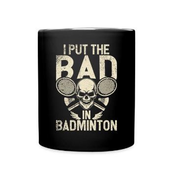 Badminton Lustiger Spruch Herren Badminton Design - Tasse einfarbig - Schwarz - Vorne