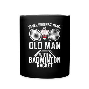 Badminton Lustiger Spruch Herren Badminton Design - Tasse einfarbig - Schwarz - Vorne