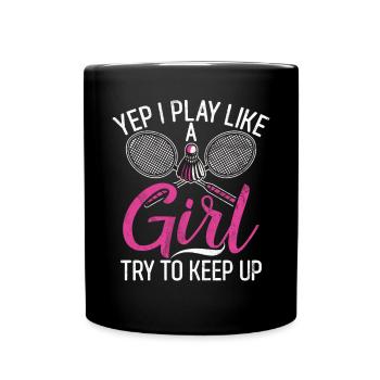 Badminton Lustiger Spruch Herren Badminton Design - Tasse einfarbig - Schwarz - Vorne