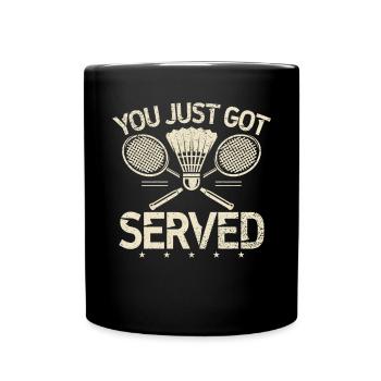 Badminton Lustiger Spruch Herren Badminton Design - Tasse einfarbig - Schwarz - Vorne