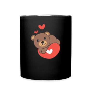 Bär zum Valentinstag ich stehle Herzen - Tasse einfarbig - Schwarz - Vorne