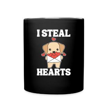 Labrador zum Valentinstag ich stehle Herzen - Tasse einfarbig - Schwarz - Vorne