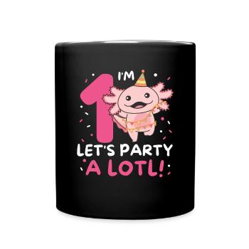 1st birthday axolotl one year old sweet axolotls - Full Colour Mug - black - Front