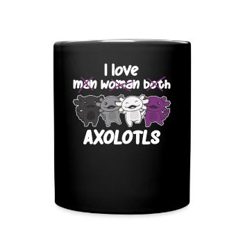 Asexual Flag Pride LGBTQ süße Axolotl - Tasse einfarbig - Schwarz - Vorne