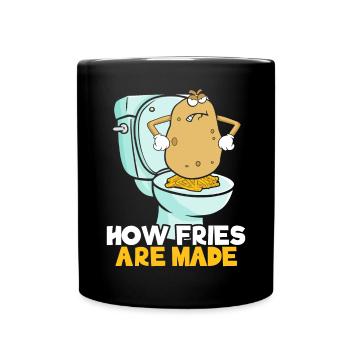 How Fries Are Made Vegetarian Vegan Potato Lover - Full Colour Mug - black - Front
