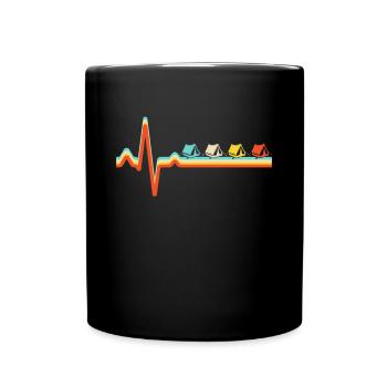 Camping Retro heartbeat - Full Colour Mug - black - Front