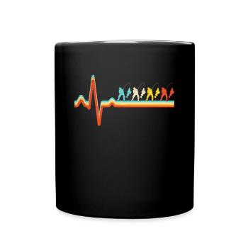 Angeln Retro Herzschlag - Tasse einfarbig - Schwarz - Vorne