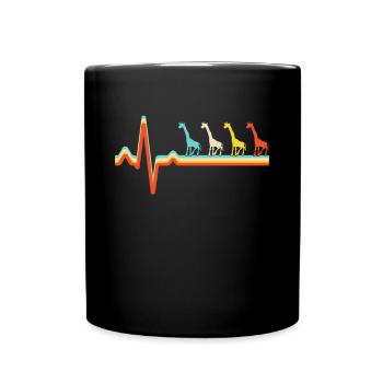 Giraffe Retro Herzschlag - Tasse einfarbig - Schwarz - Vorne