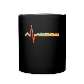 Krokodil Retro Herzschlag - Tasse einfarbig - Schwarz - Vorne
