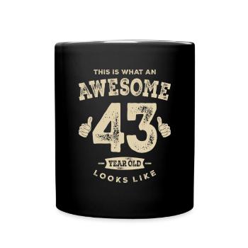 Funny 43rd Birthday Age 43 Years Old - Full Colour Mug - black - Front