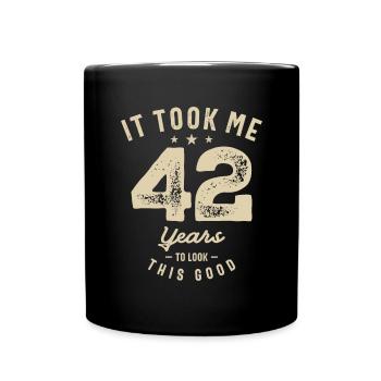 Funny 42nd Birthday Age 42 Years Old - Full Colour Mug - black - Front