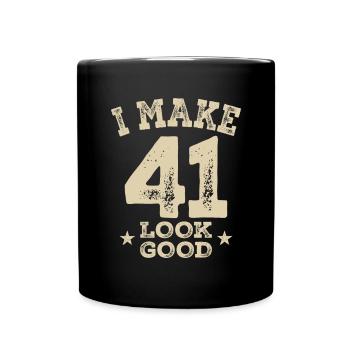 Funny 41st Birthday Age 41 Years Old - Full Colour Mug - black - Front