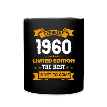 Februar 1960 Geburtstagsgeschenk - Tasse einfarbig - Schwarz - Vorne