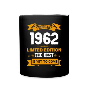 Februar 1962 Geburtstagsgeschenk - Tasse einfarbig - Schwarz - Vorne