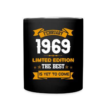 Februar 1969 Geburtstagsgeschenk - Tasse einfarbig - Schwarz - Vorne