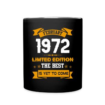 Februar 1972 Geburtstagsgeschenk - Tasse einfarbig - Schwarz - Vorne